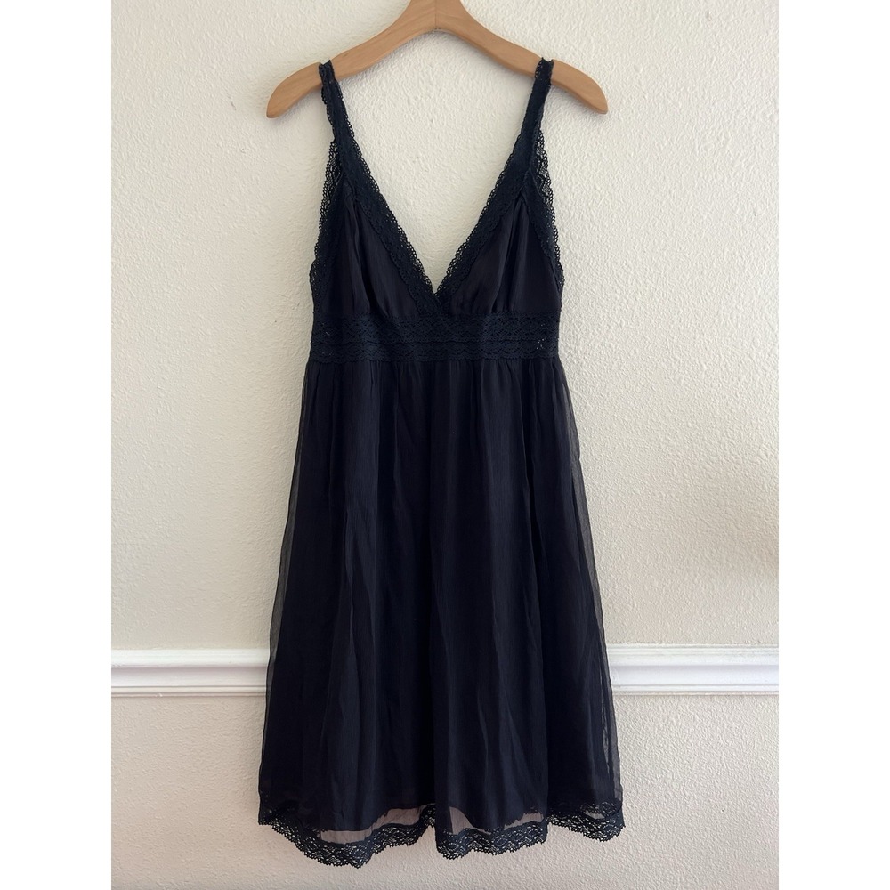 Vintage Forever 21 Black Babydoll Dress Size M Silk Whimsigoth Fairy Coquette - Picture 3 of 11